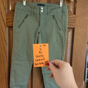 AE olive green Moto Jeggings
